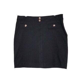 New - RAFAELLA - Black Cotton Blend Pencil Skirt Pockets Gold Buttons - Size 14P